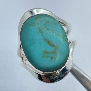 Vintage Taxco Mexico Silver Turquoise Ring Bold Statement Southwestern Sz 7